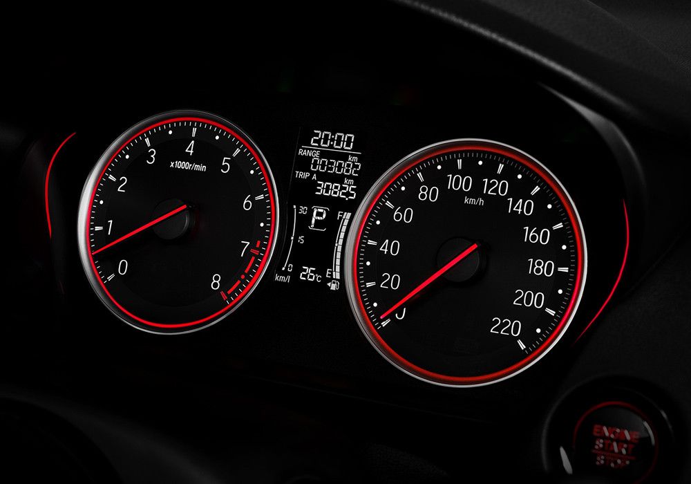 Sporty Meter Cluster with Red Accent